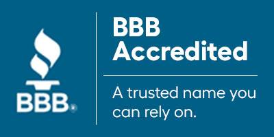 Better Business Bureau BBB Accredited badge with torch logo stating A trusted name you can rely on for Columbus Ohio contractors